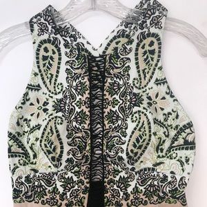 nanette lepore lace front printed dress